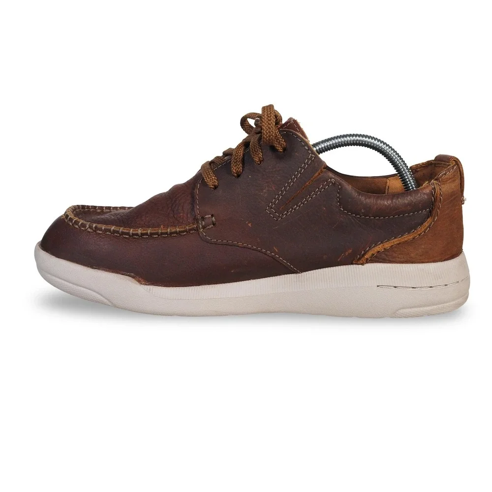 Clarks Driftway Low Wide Width Moc Toe Leather Sneakers Mens 9W Brown 26161391